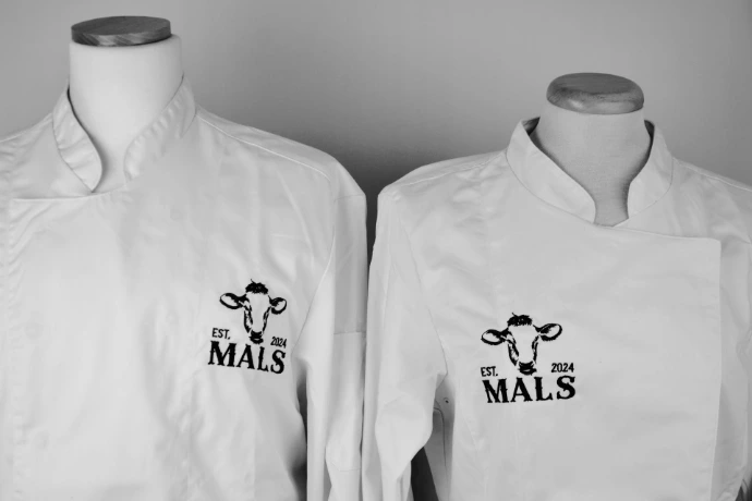 Keukenjas slager/ bakker/ horeca met borduurwerk