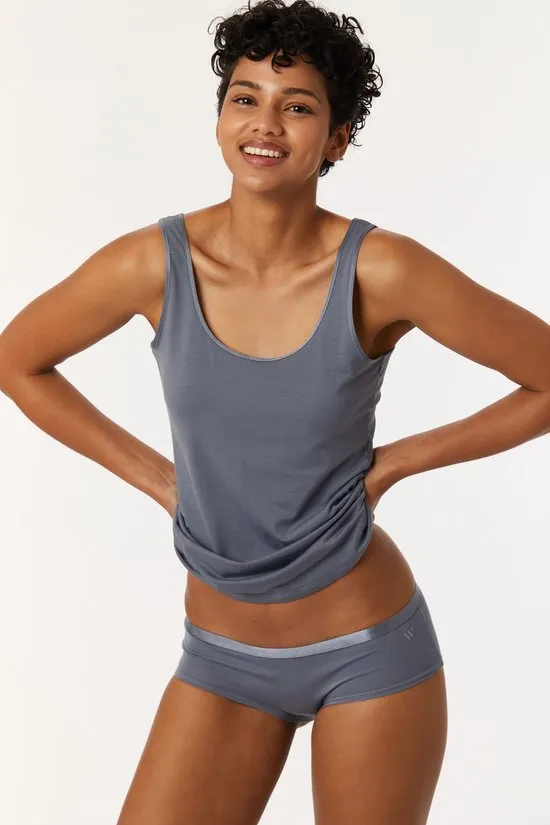 Woody damesonderhemdje met brede banden grijsblauw.webp