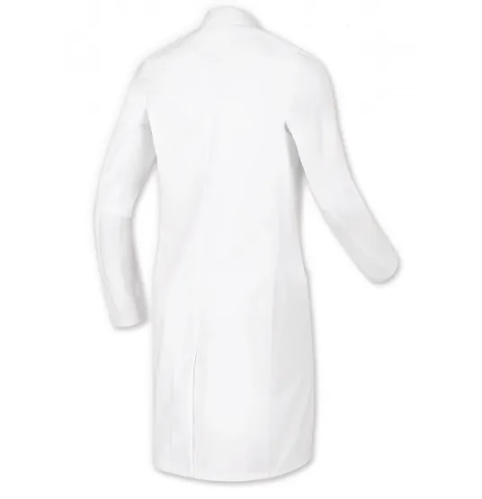 Lange medische jas dames opstaande kraag personaliseerbaar borduurwerk.webp