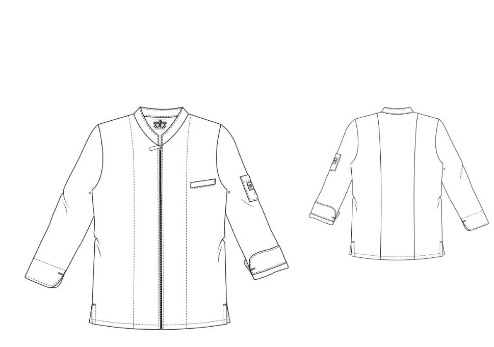 Keukenjas heren met middenrits chaud devant zwart personaliseerbaar tekening.webp