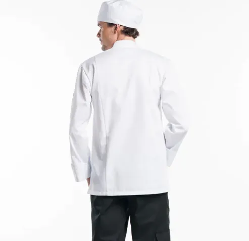 Keukenjas heren met middenrits chaud devant wit personaliseerbaar achterkant.webp