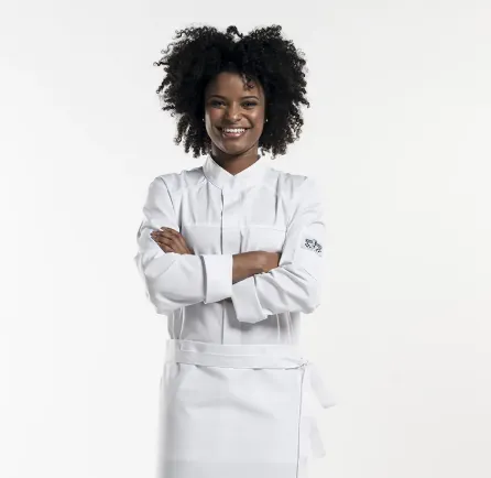 Herenkeukenjas salerno middenknopenrij chaud devant wit personaliseerbaar dame.webp