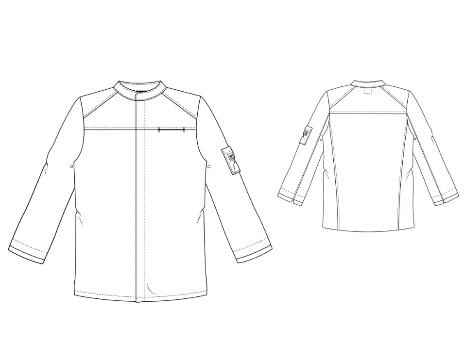 Herenkeukenjas salerno middenknopenrij chaud devant blauw personaliseerbaar tekening.webp