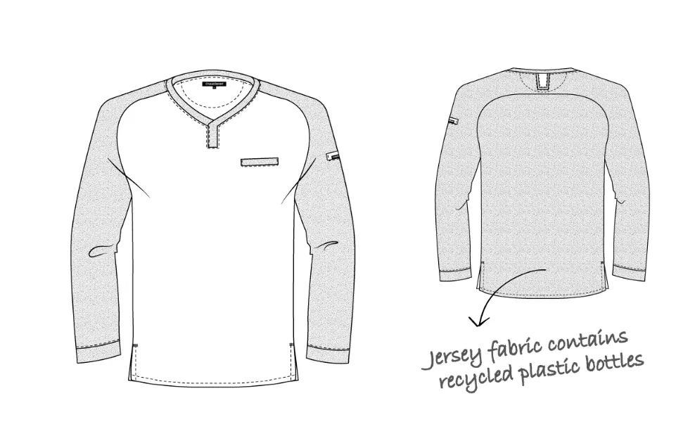 keukenshirt lange mouwen rekbare stof personaliseerbaar zand heren tekening.webp