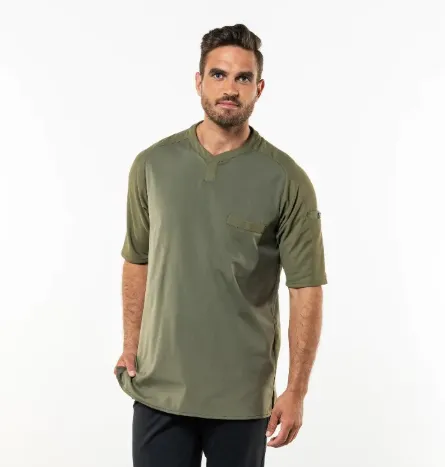 keukenshirt korte mouwen rekbare stof personaliseerbaar moss heren.webp