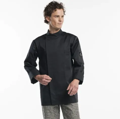 Keukenjas heren bacio lange mouw chaud devant personaliseerbaar zwart.webp