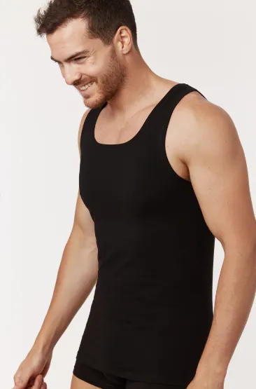 Onderhemdje heren singlet_tanktop_marcelleke woody VEM- zwart.webp