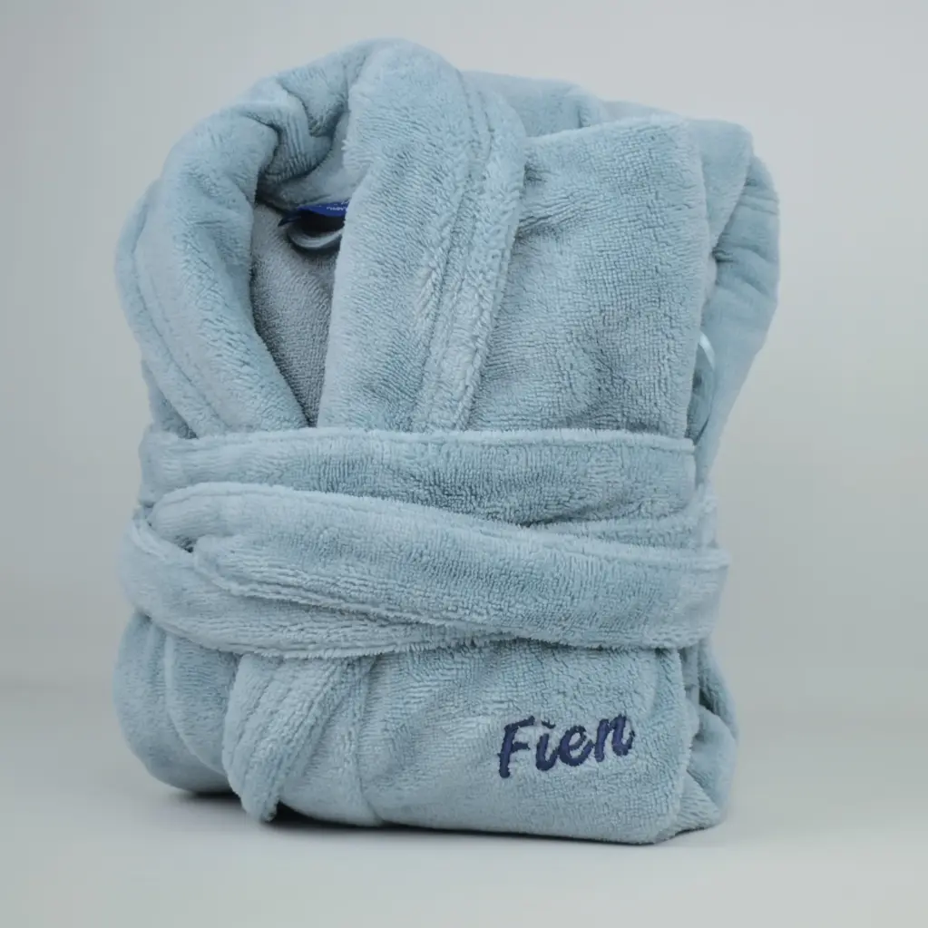 [De Witte Lietaer - Badjas D. ICE BLUE Medium - Felicia] Badjas Dames Badstof met Fleece (Iceblue/ Lichtblauw, M)