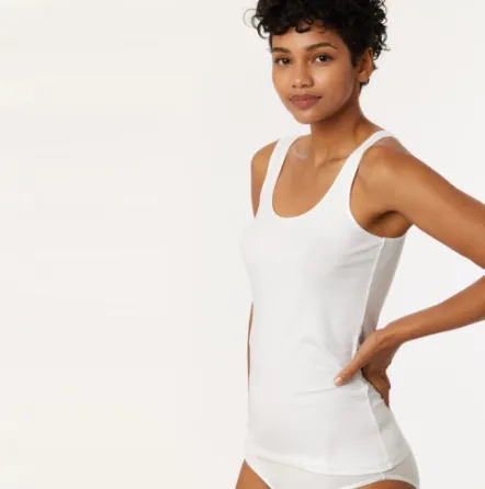 [Jellycoe.be - Singlet D. WIT Small - 999-10-WES-Z/100] Onderhemdje dames met brede boord (Wit, S)