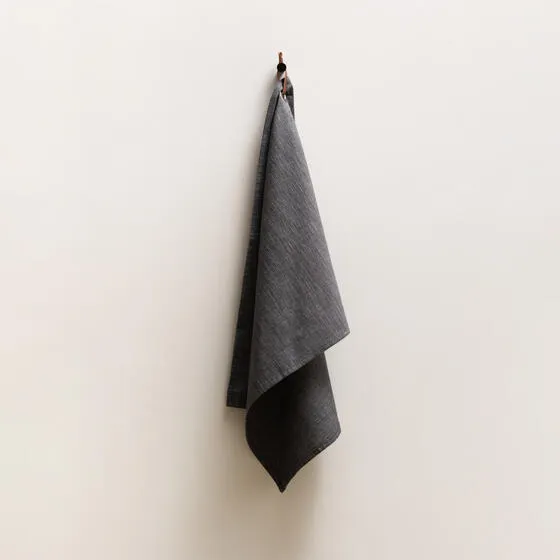 Keukenhanddoek met lederen lusje (Zwart)