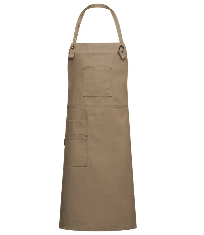 Keukenschort salopetstijl: Personaliseerbaar (Beige)