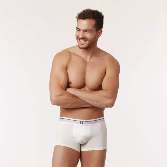 [Jellycoe.be - Boxer kort H. WIT Small - 999-10-CLM-Z/100] Boxershort kort Woody Heren (2st) (Wit, S)