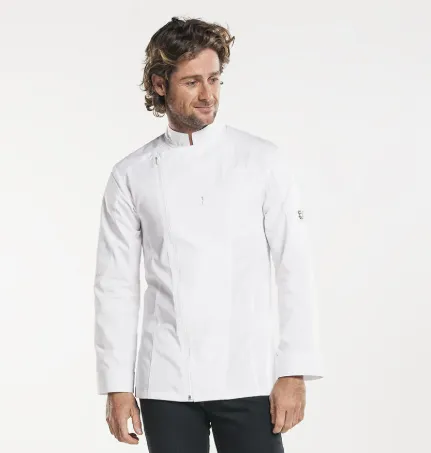 [Chaud Devant online - Biker keukenjas WIT Maat XS - CD287] Keukenjas Biker Heren Wit - Chaud Devant (XS)