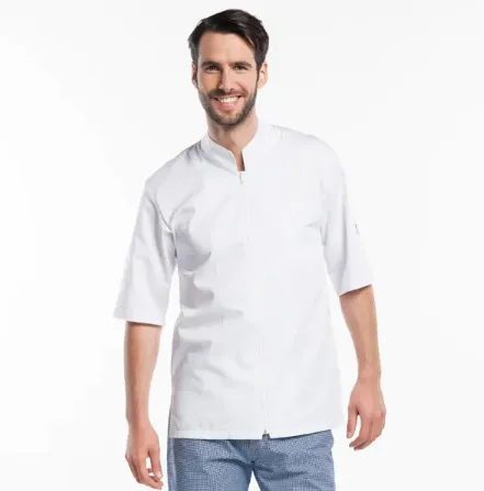 Keukenjas Monza Heren Korte mouw Wit - Chaud Devant (XS)