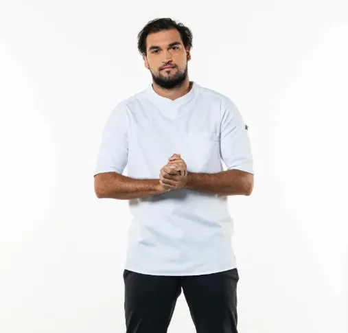 Keukenshirt Valente Heren Korte Mouw Wit - Chaud Devant (Wit, XS)