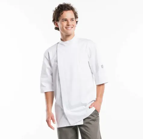 Keukenjas Bacio Heren Korte Mouw - Chaud Devant (Wit, XS)