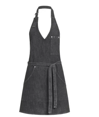 Keukenschort dames v-hals denim (Zwart)