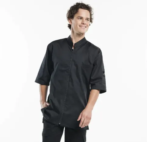 Keukenjas Monza Heren Korte mouw Zwart - Chaud Devant (XS)