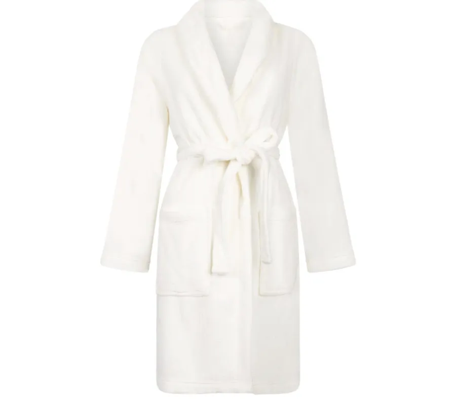 [De Witte Lietaer - Badjas D. WIT Medium – Felicia] Badjas Dames Badstof met Fleece (Wit, M)